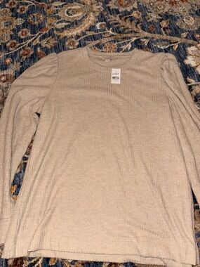 NWT Light Beige Long Sleeve Waffle Knit Shirt - LOFT